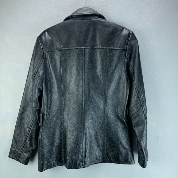 **SOLD**Vintage Wilsons Leather Jacket Womens Small Black Asymmetrical - Picture 5 of 16